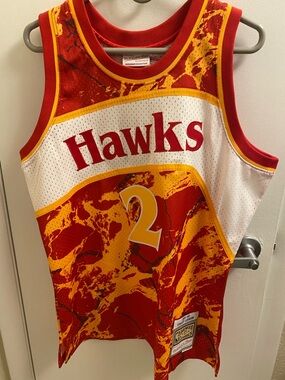 Used Mitchell & Ness Atlanta Hawks Stacey Augmon Jersey & Shorts Set Size L